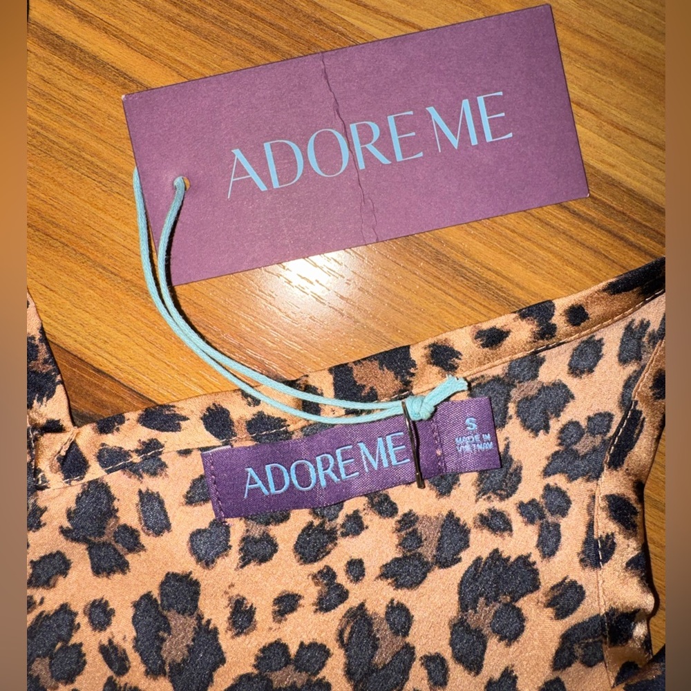 NWT Adore Me Leopard Slip Dress Mob Wife Bombshell Satin Animal Print Maxi - Picture 3 of 9